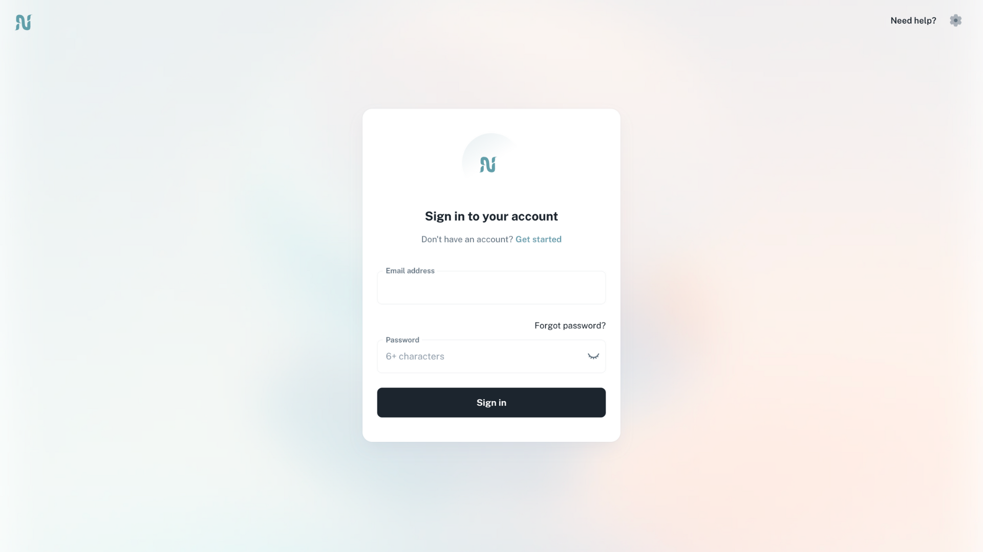Screenshot of Nicest.ai login page